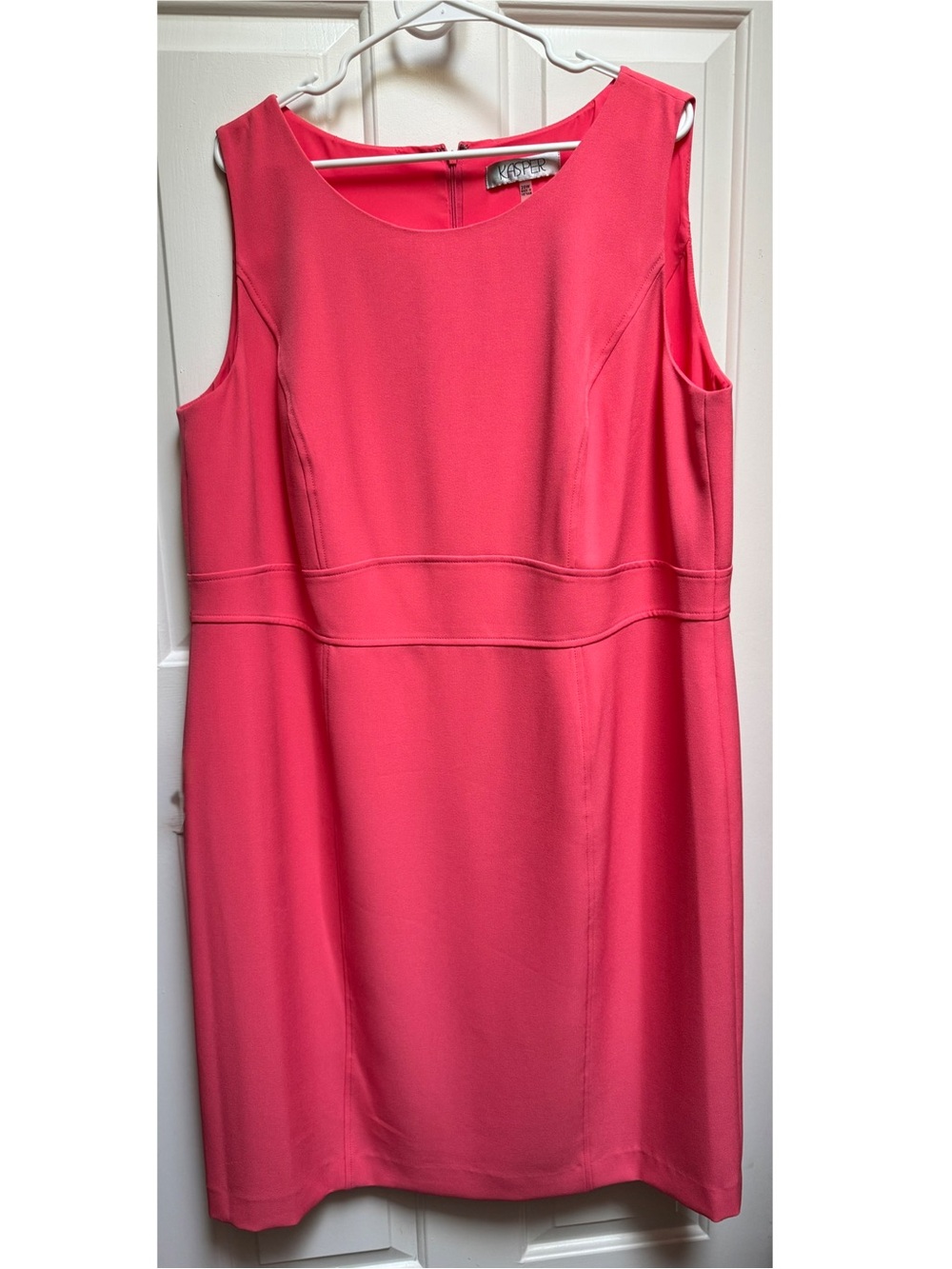 Kasper Coral Pink Orange Salmon Guava Sleeveless Lined Shift Dress Womens 20W